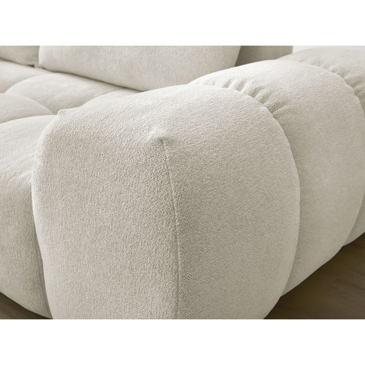 Canapé d'angle convertible 3 places en tissu chiné, EVEREST blanc, BOBOCHIC