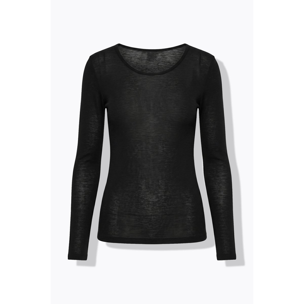 T-shirt en maille fine, coupe Slim Fit noir, ULLA POPKEN