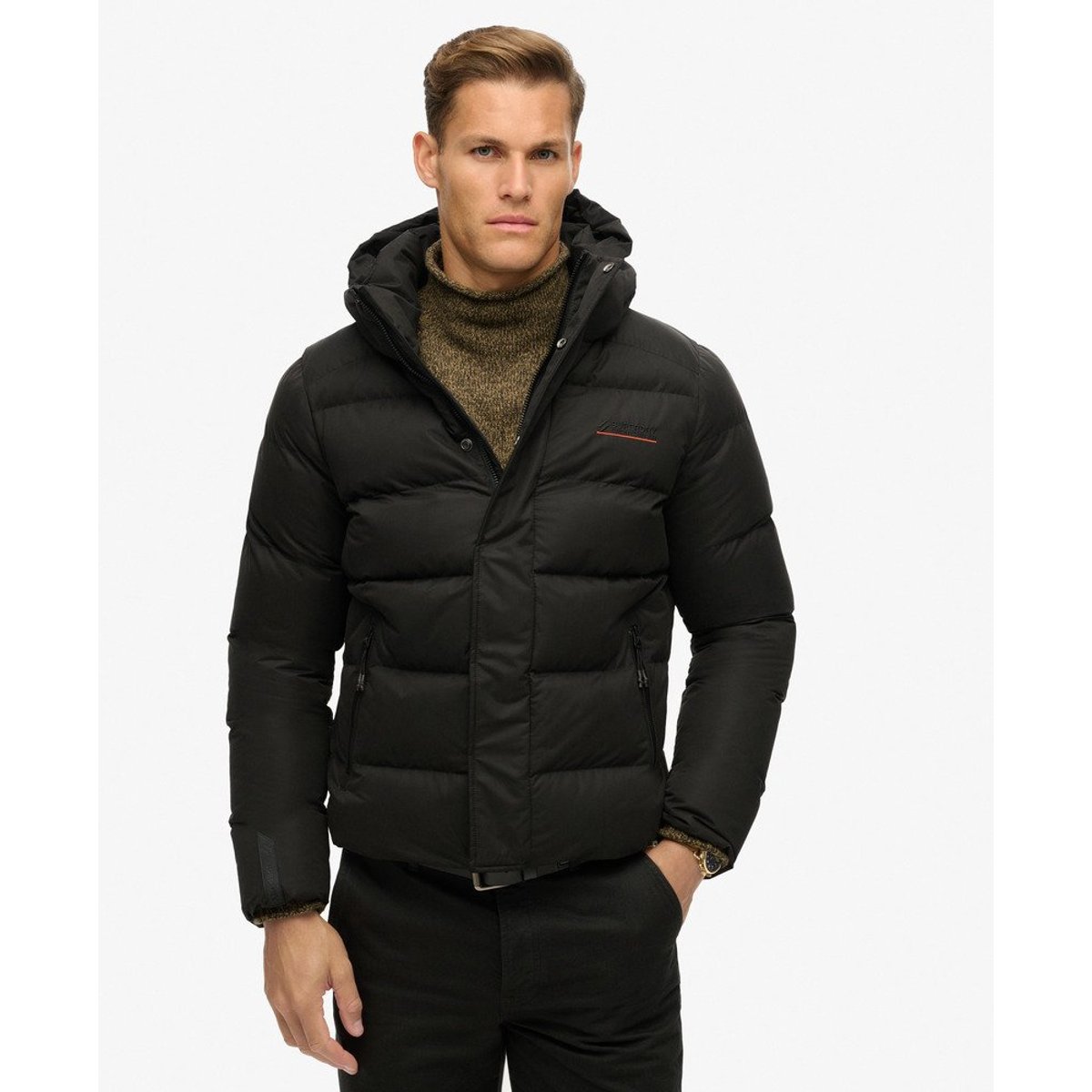 Doudoune à capuche Sports en microfibre noir, SUPERDRY