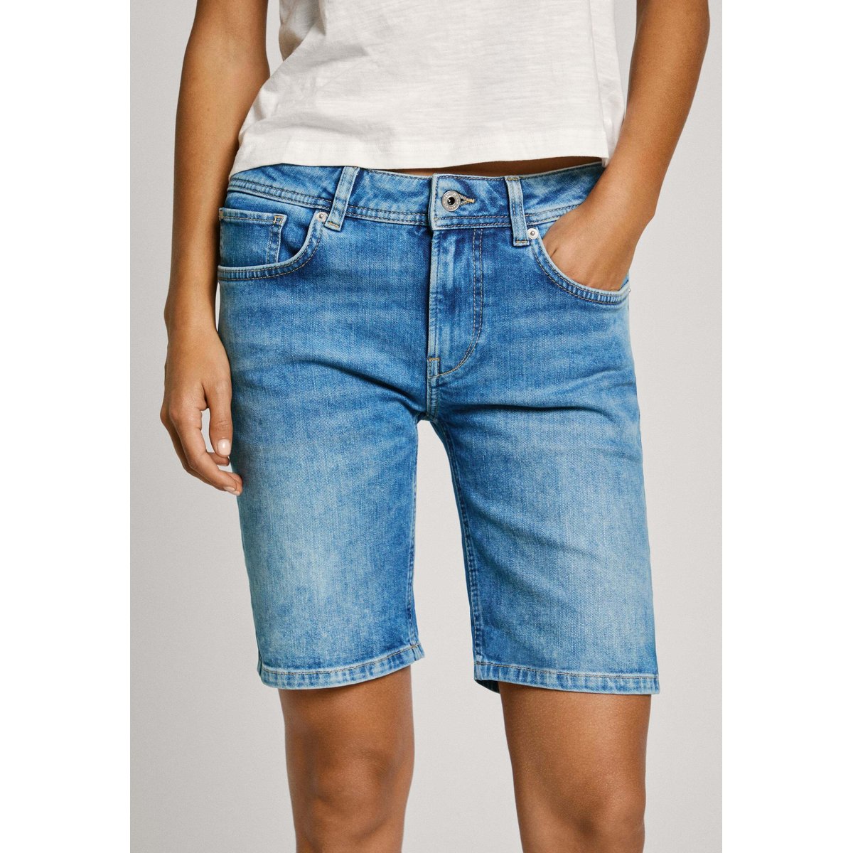 Short En Denim Coupe Slim sky blue, PEPE JEANS
