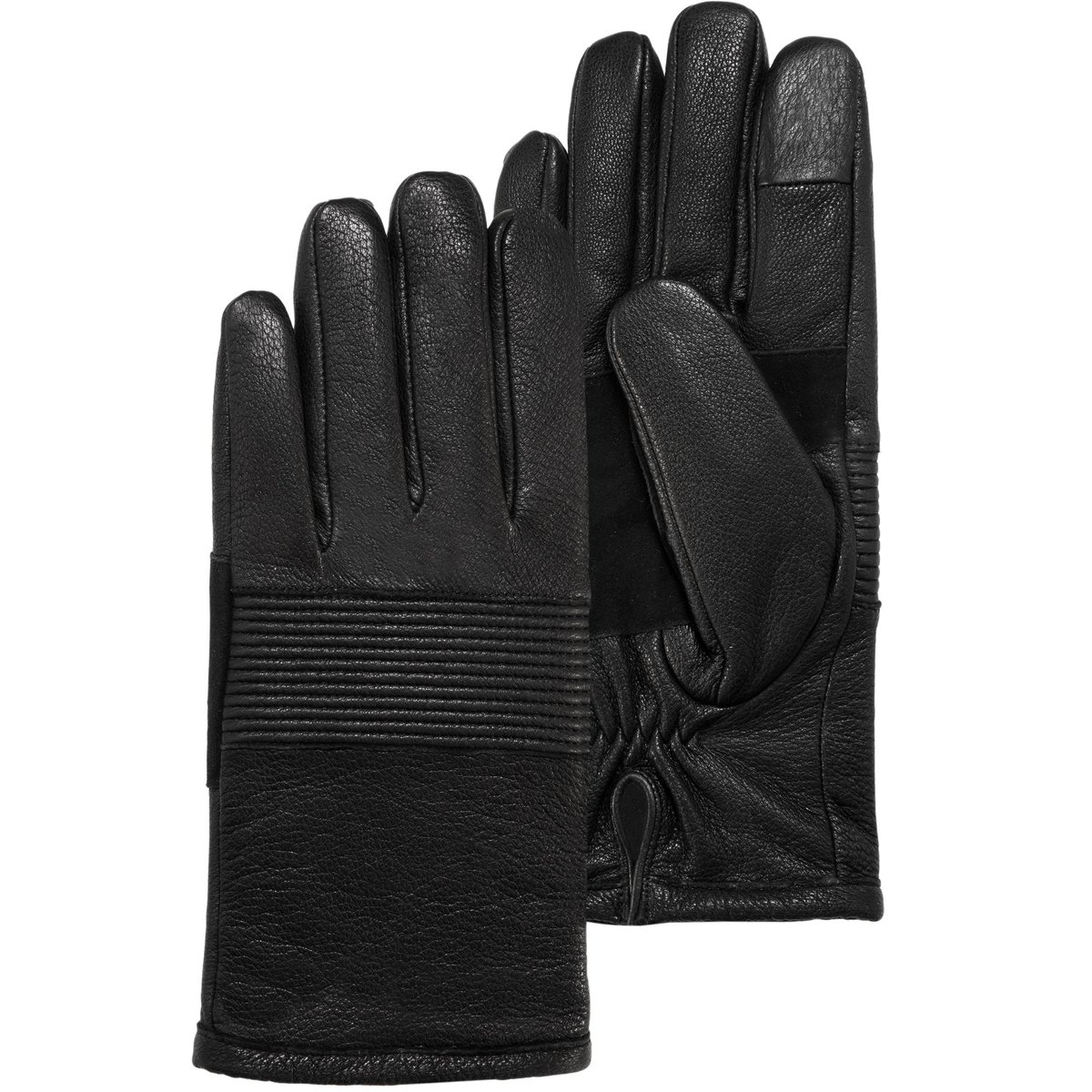 Gants cuir de chèvre pleine fleur - doublés imitation fourrure noir, ISOTONER