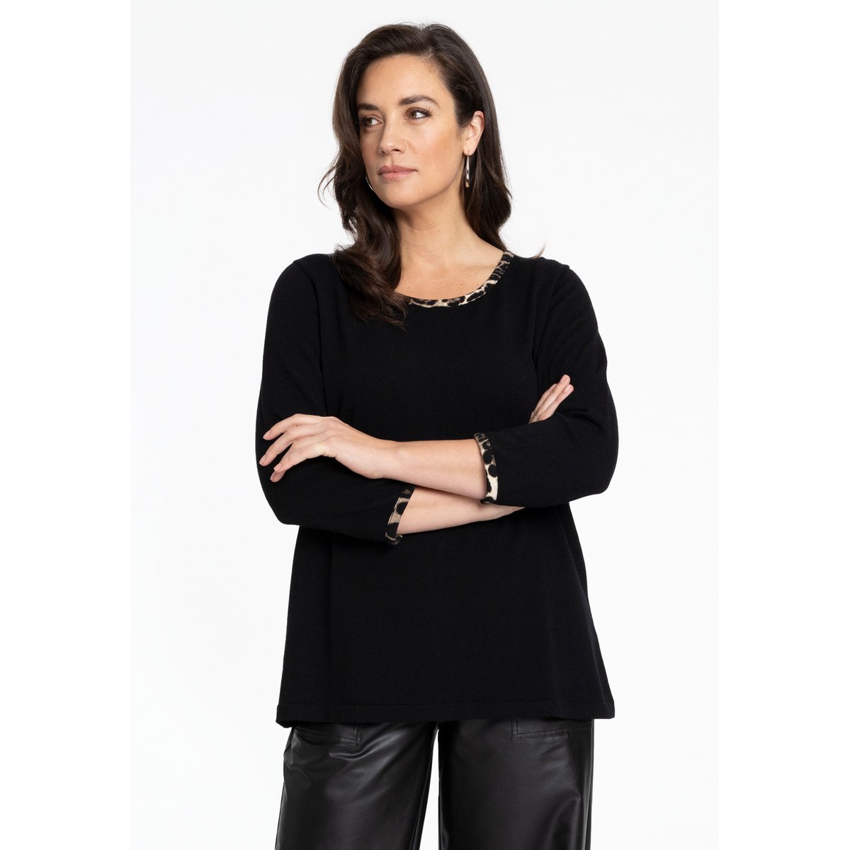 Tunique détail de ruban embelli noir, YOEK