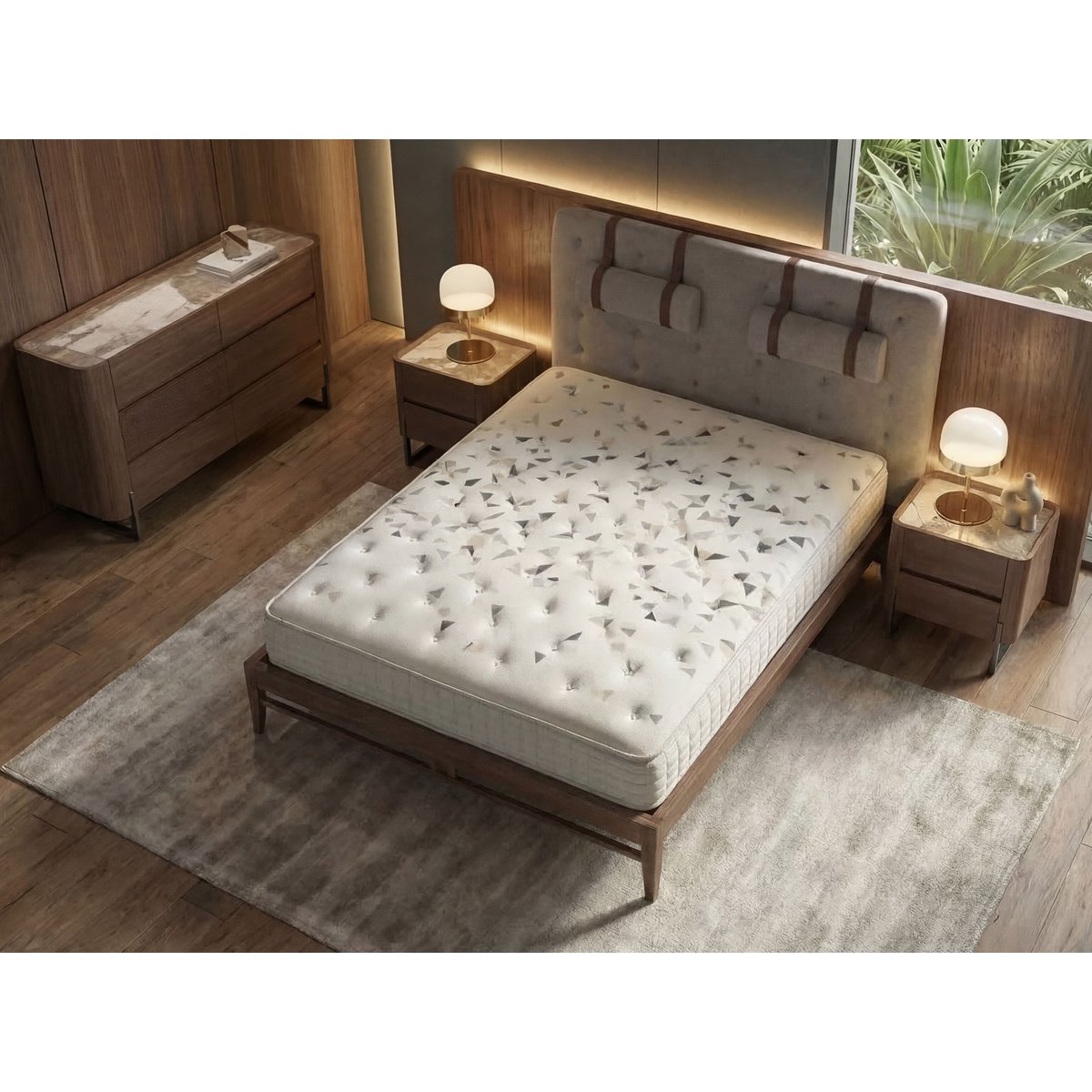 Matelas hybride en latex naturel avec ressorts ensachés indépendants 7 zones blanc, ANGEL CERDA