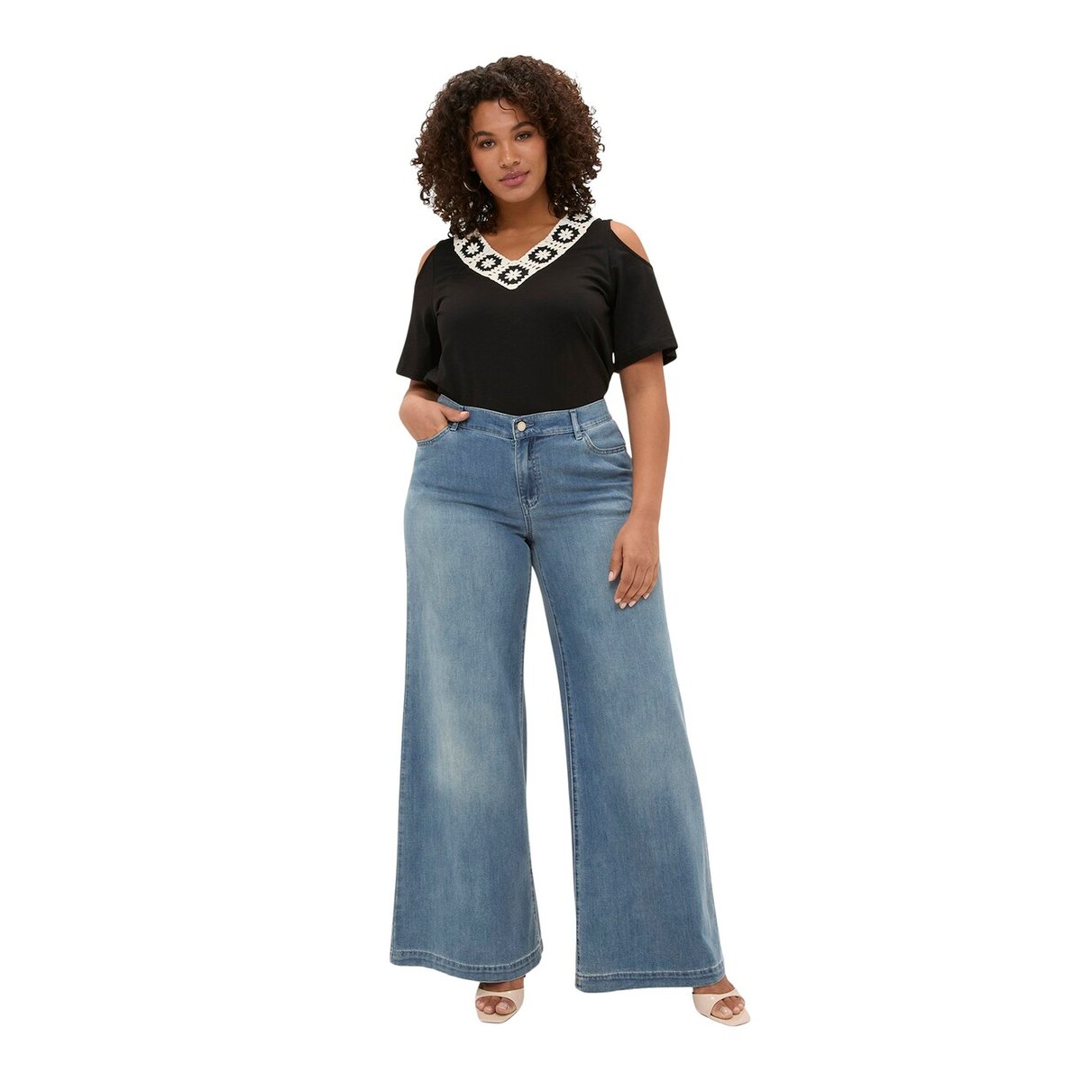 Jean Wide Leg délavé bleu, FIORELLA RUBINO