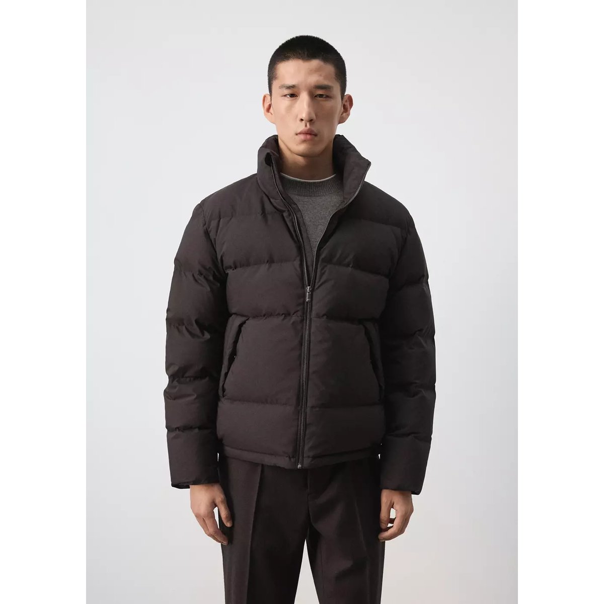 Anorak en duvet 80 % plume, 20 % déperlant chocolat, MANGO MAN