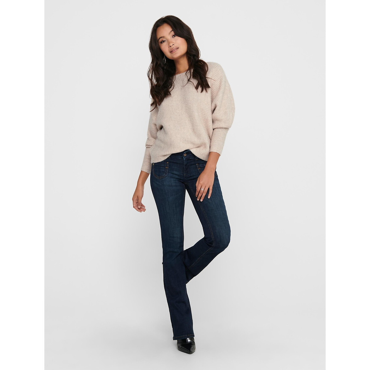 Pull manches chauve-souris ecru, ONLY