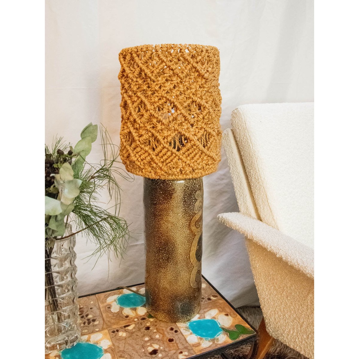 Lampe à poser en grès Suzanne N°479 - Bon état gris, DEBONGOUT