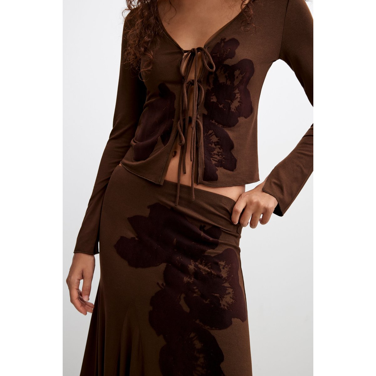 T-shirt à manches longues imprimé marron, DESIGUAL