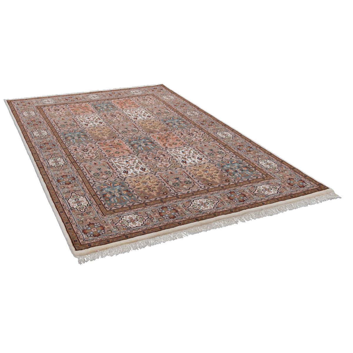 Tapis d'orient classique Benares noué main crème marron, THEKO