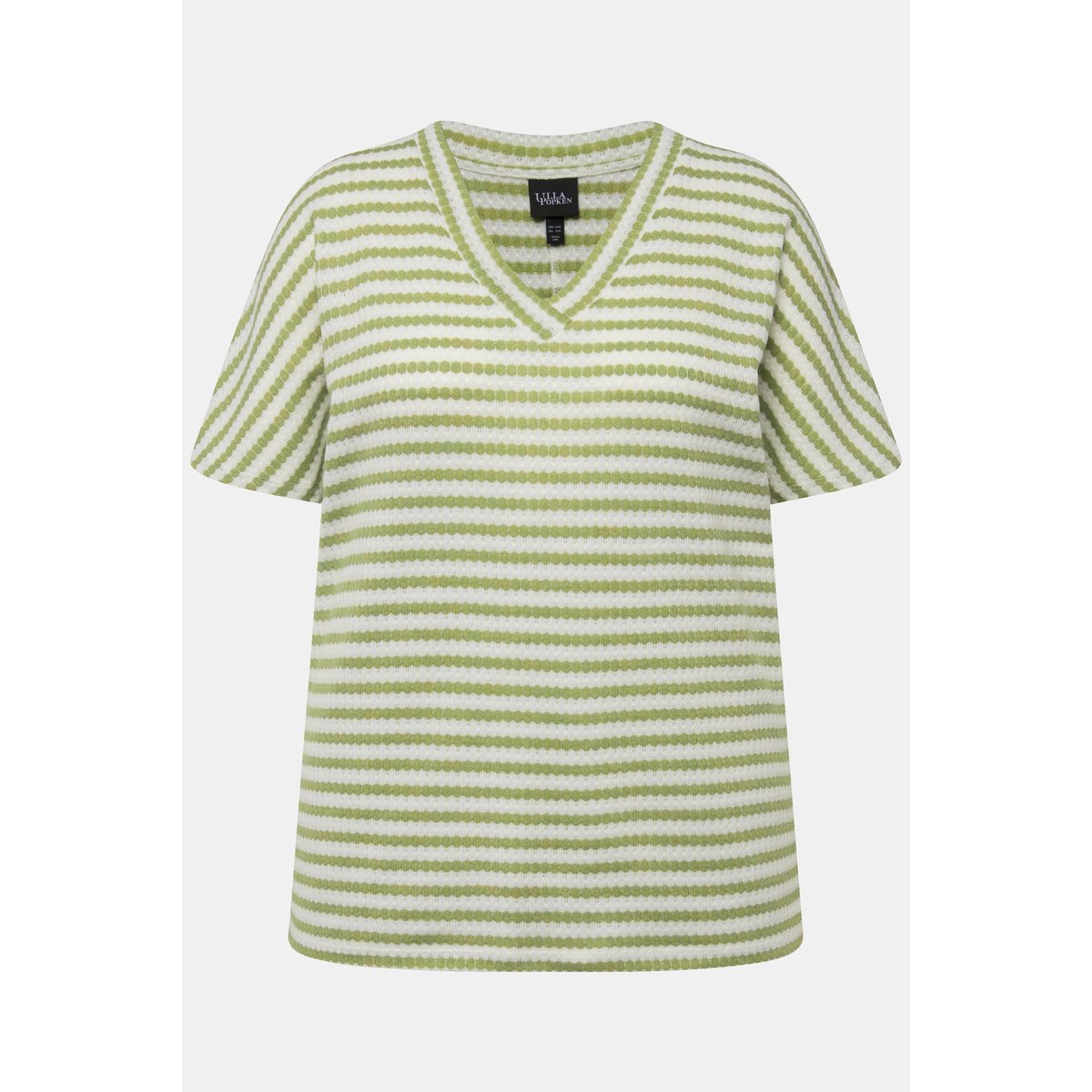 Sweat-shirt oversized bicolore à col V et vert mousse, ULLA POPKEN