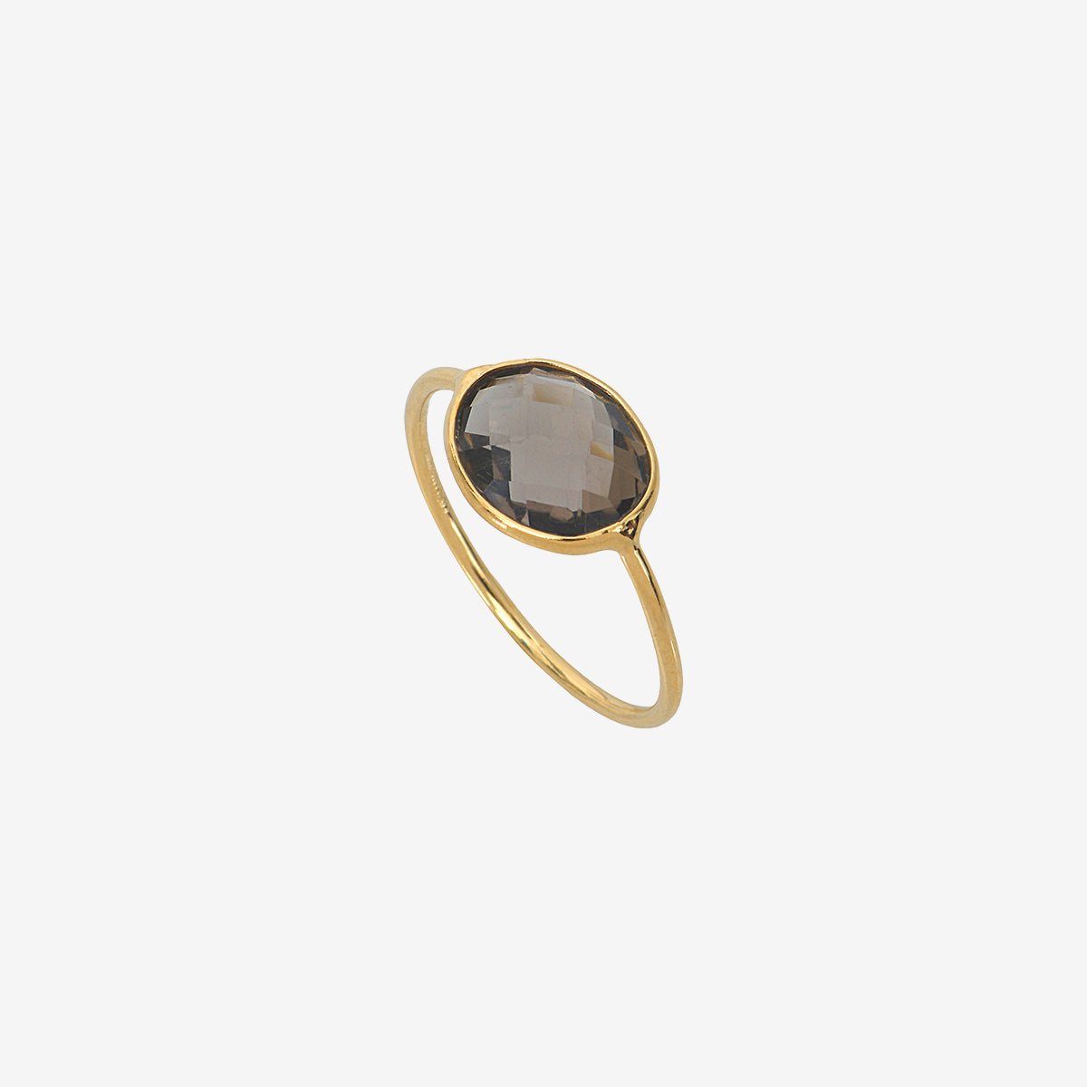 Bague quartz fumé plaquée or - serti pm quartz fumé brun, CAROLINE NAJMAN