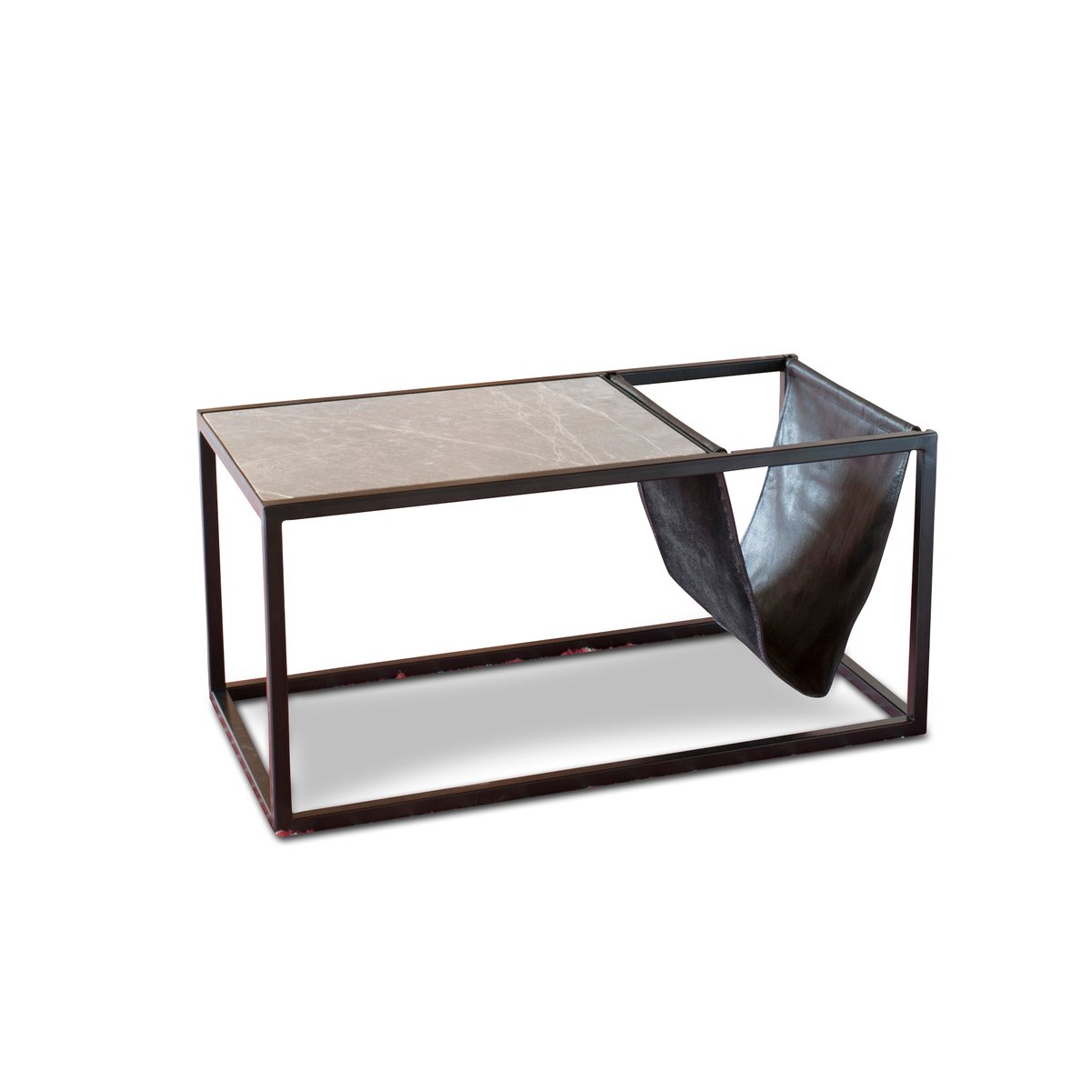 Table porte-revue en pierre et fer IBIZA noir, PRODUIT INTERIEUR BRUT