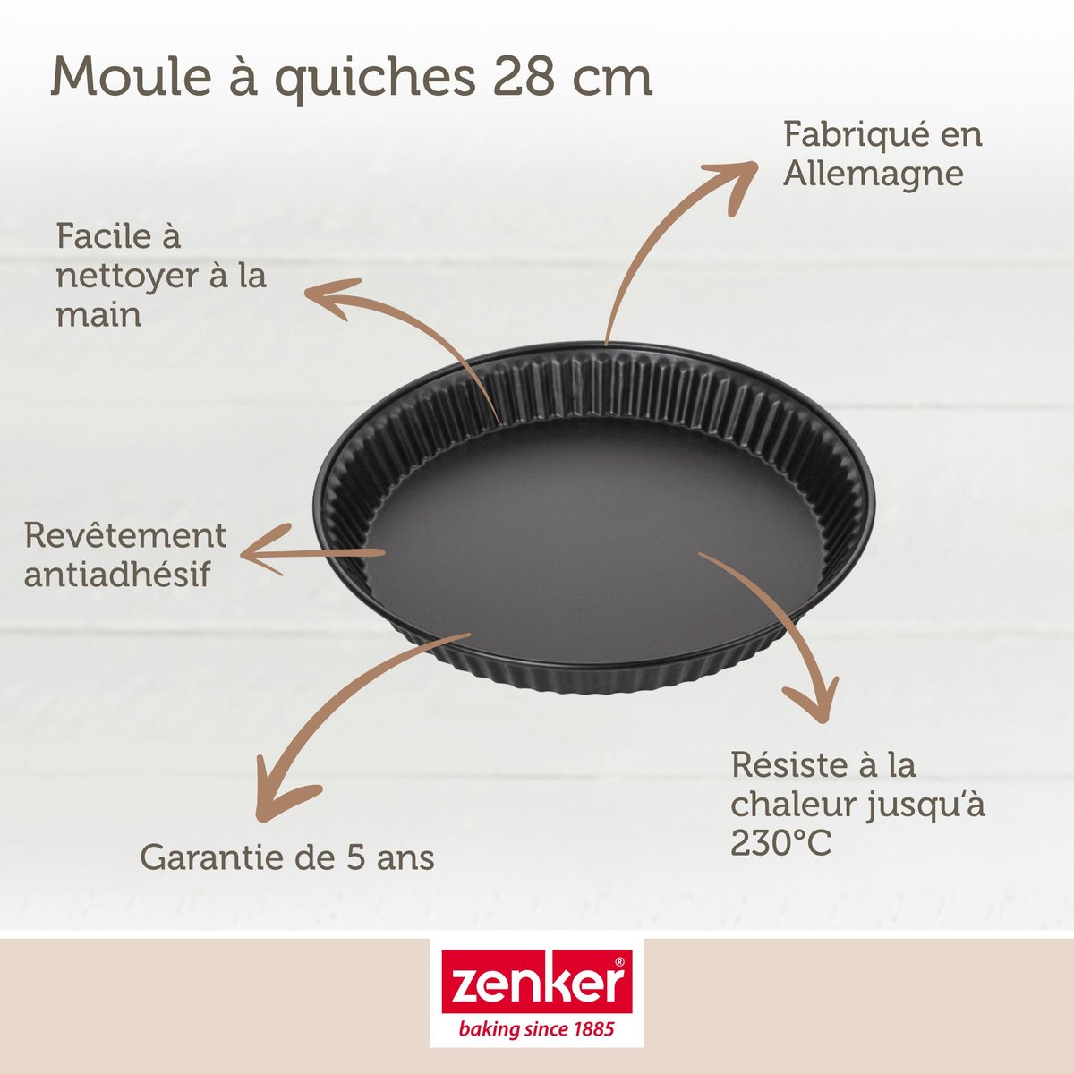 Set pâtisserie moule à quiche Lorraine 28 cm, 2 bols à mixer noir, ZENKER