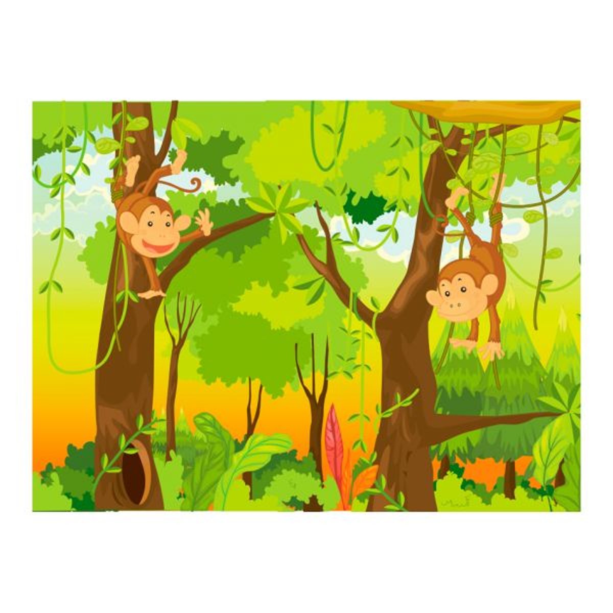 Papier peint intissé panoramique Pour enfants jungle - singes vert, EDEN