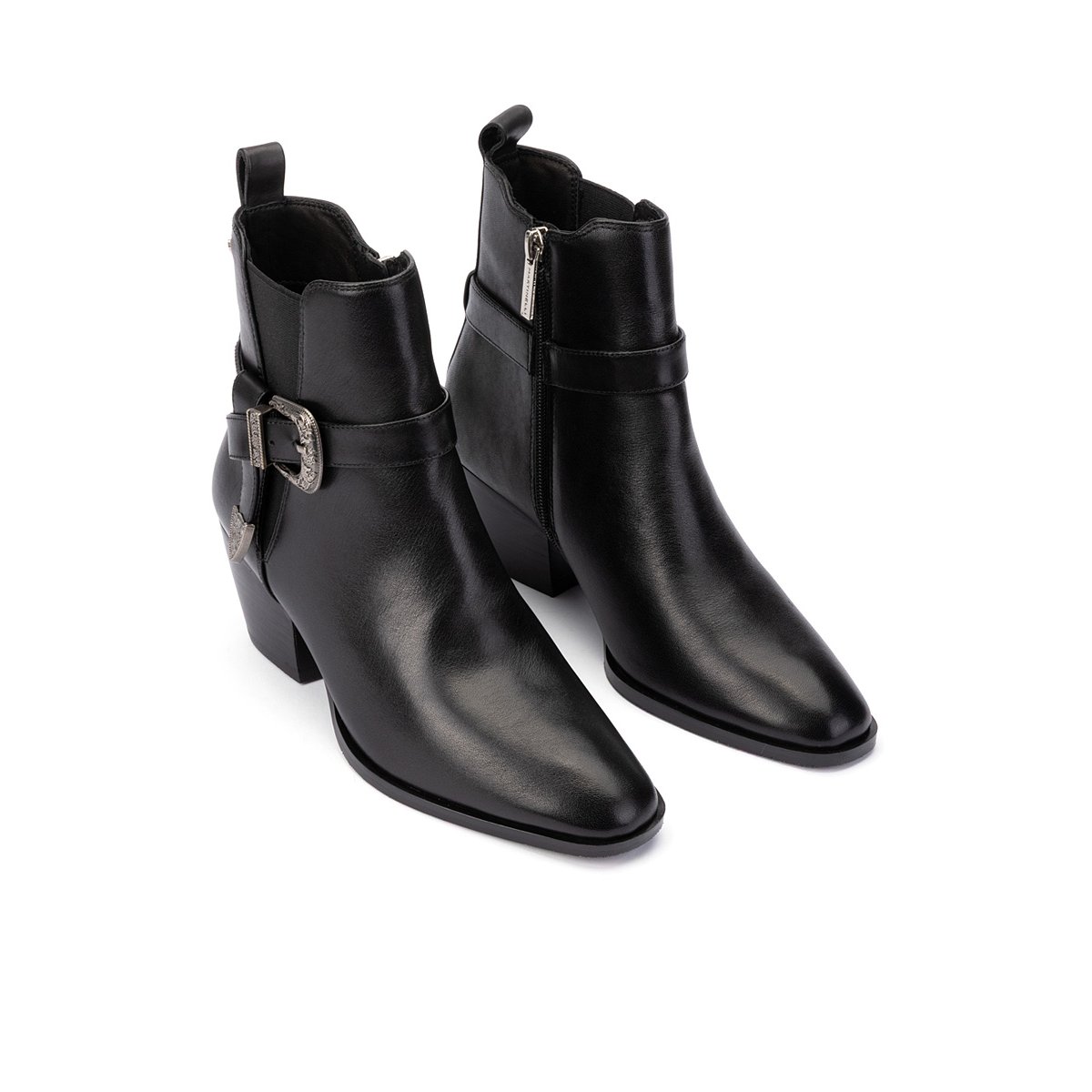 Bottines à talon cuir Jeanne black, MARTINELLI