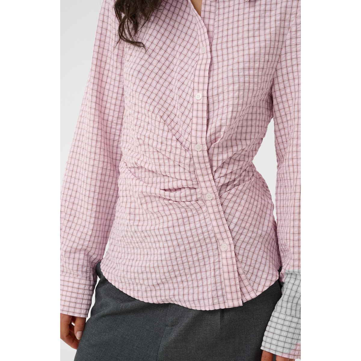Chemise à manches longues rose light pink check, KAFFE
