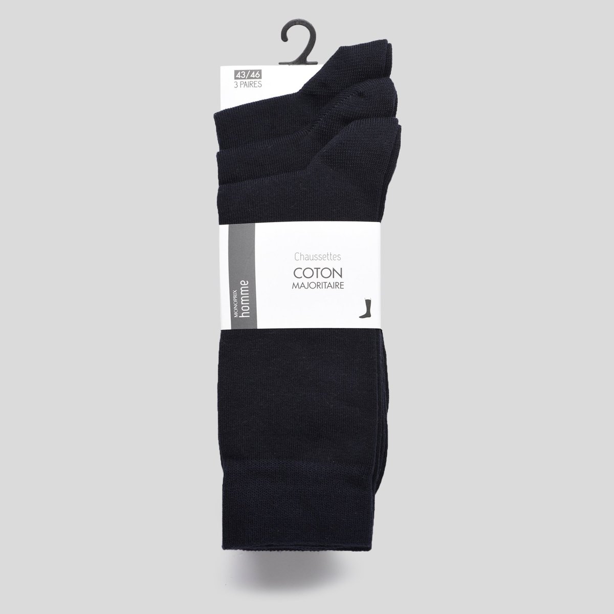 Lot de 3 paires de chaussettes en jersey marine, MONOPRIX