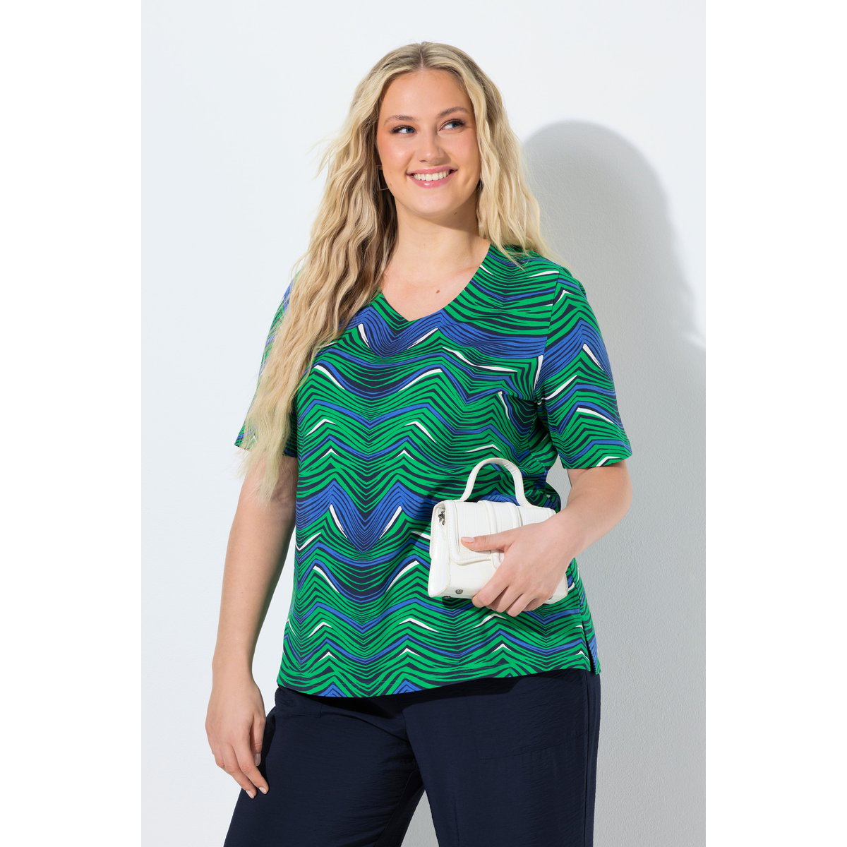 T-shirt imprimé graphique vert naturel, ULLA POPKEN