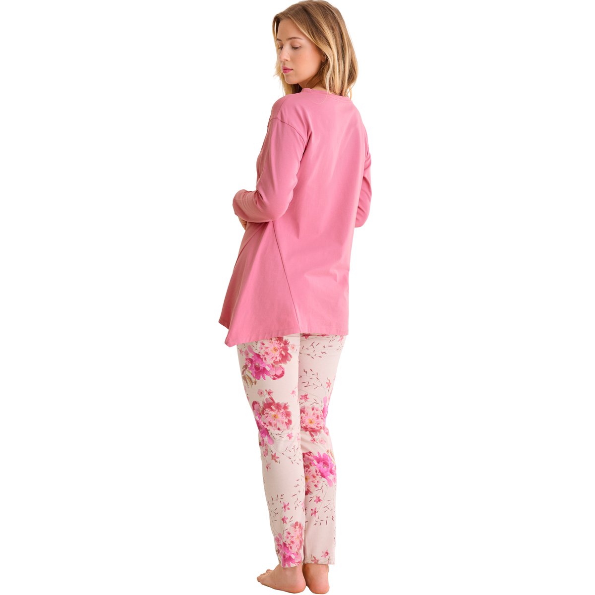 Pyjama leggings tunique manches longues ROBIN rose, LISCA