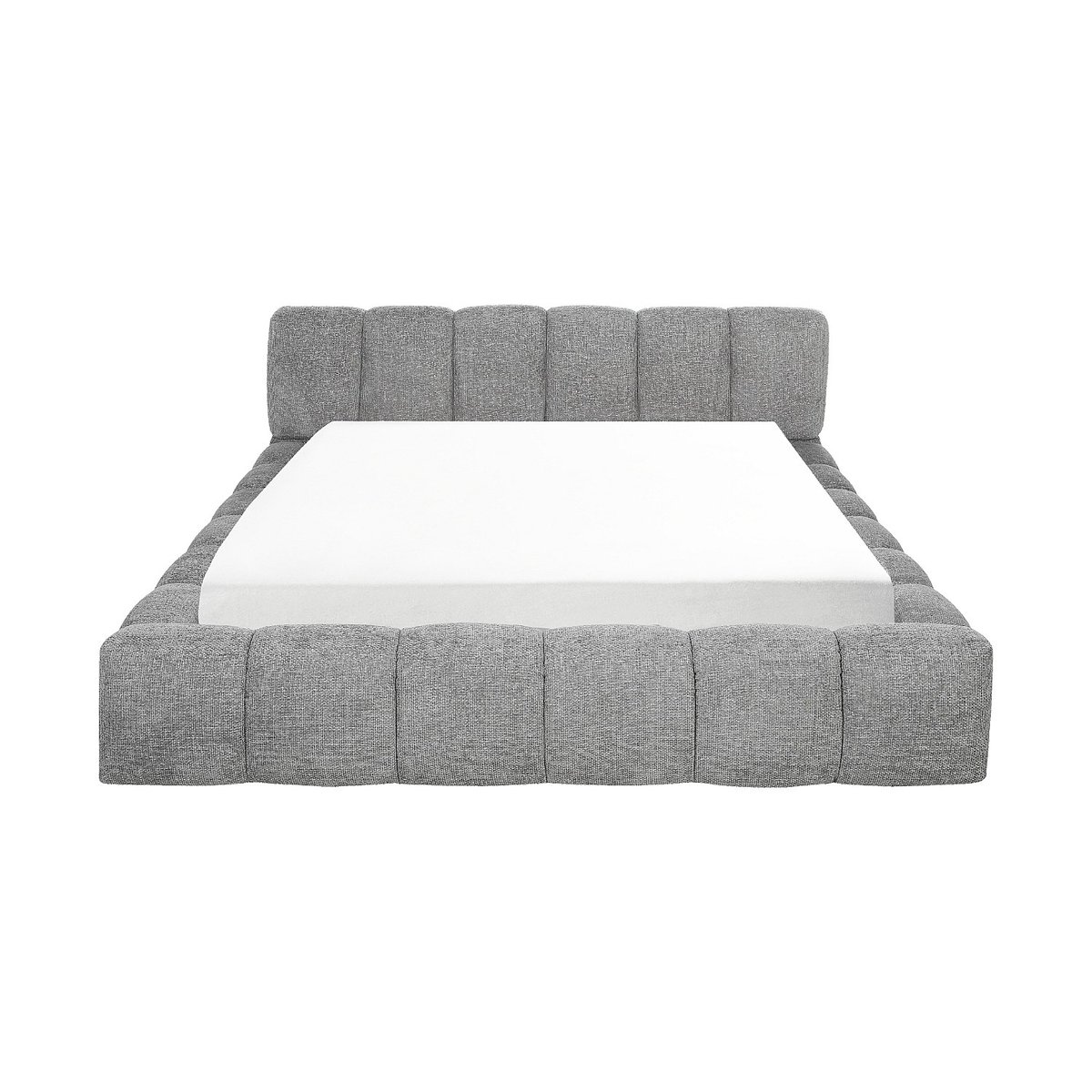 Lit coffre en tissu chenille SETANA gris, HABITAT