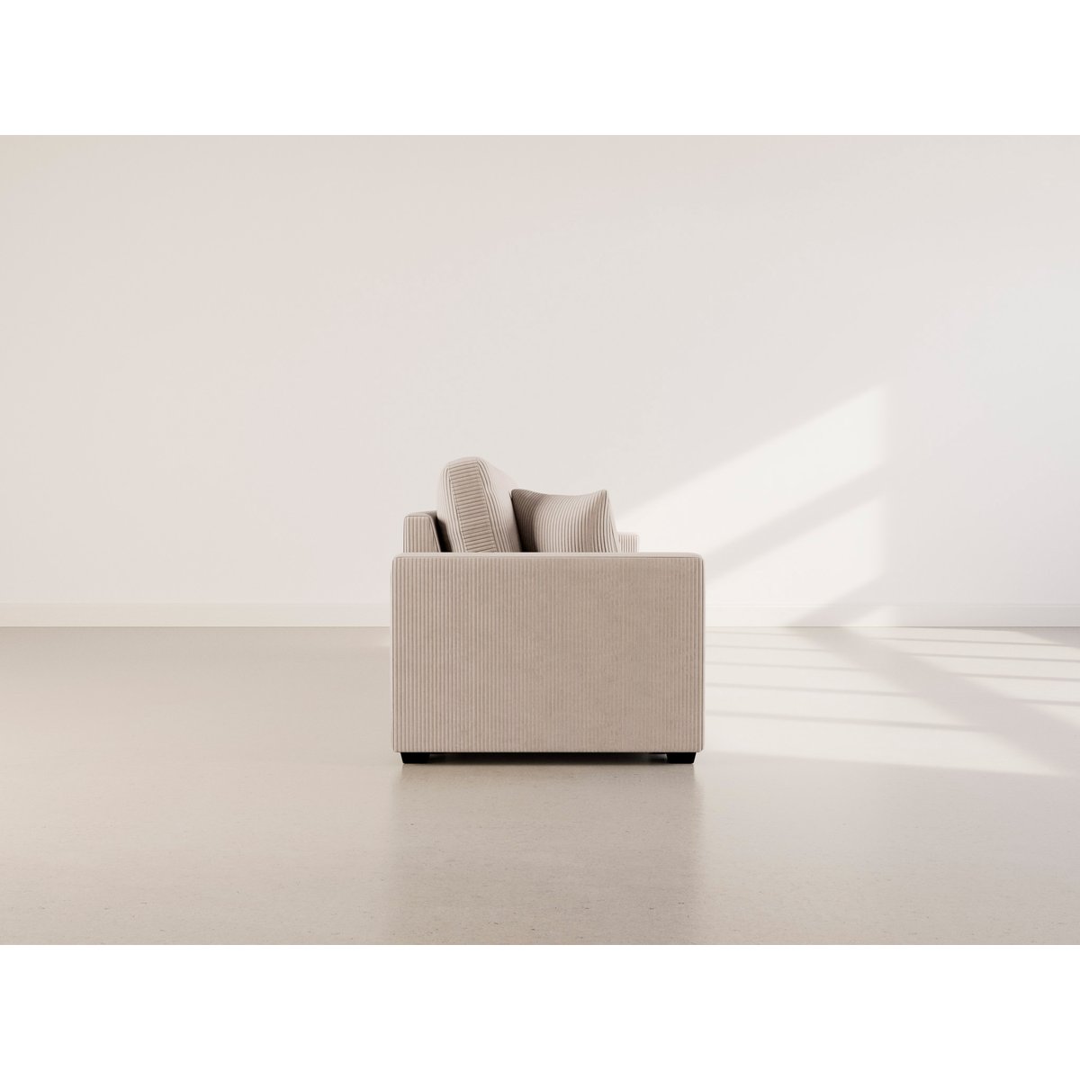 Canapé droit convertible velours côtelé 3pl, CYRUS beige, BEST MOBILIER
