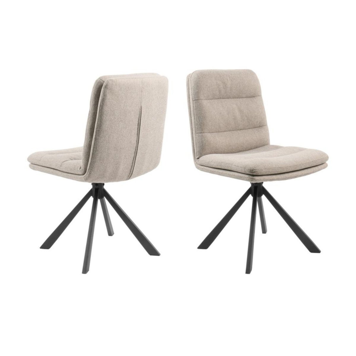 Chaises pivotantes en tissu beige et métal noir (lot de 2) - JAMES beige, HELLIN, DEPUIS 1862