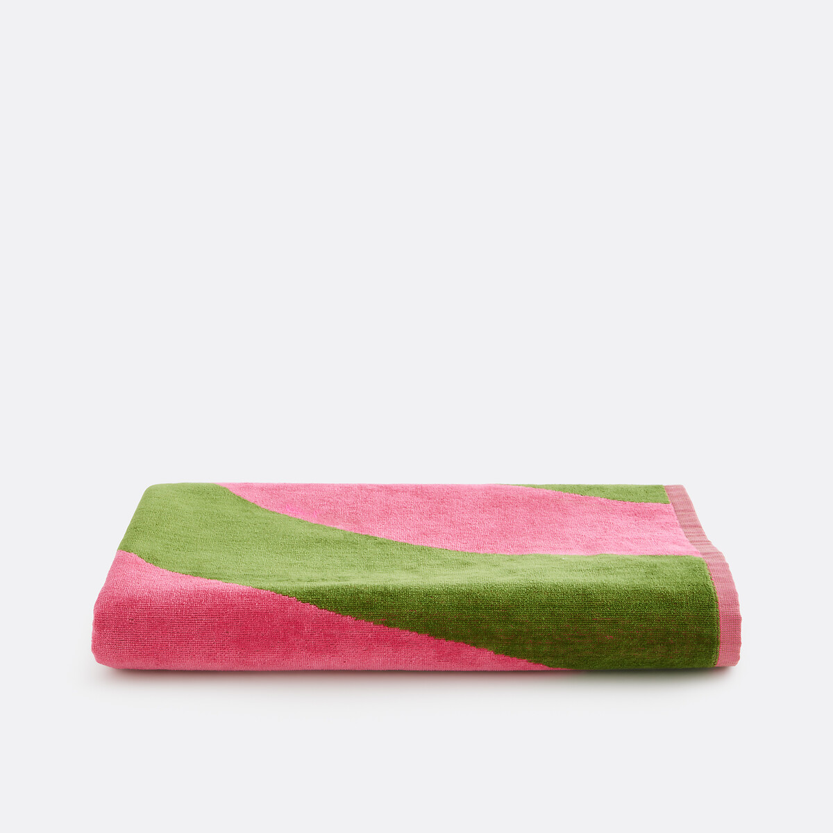 Serviette de plage éponge velours, Scénario Vague rose/vert, LA REDOUTE INTERIEURS