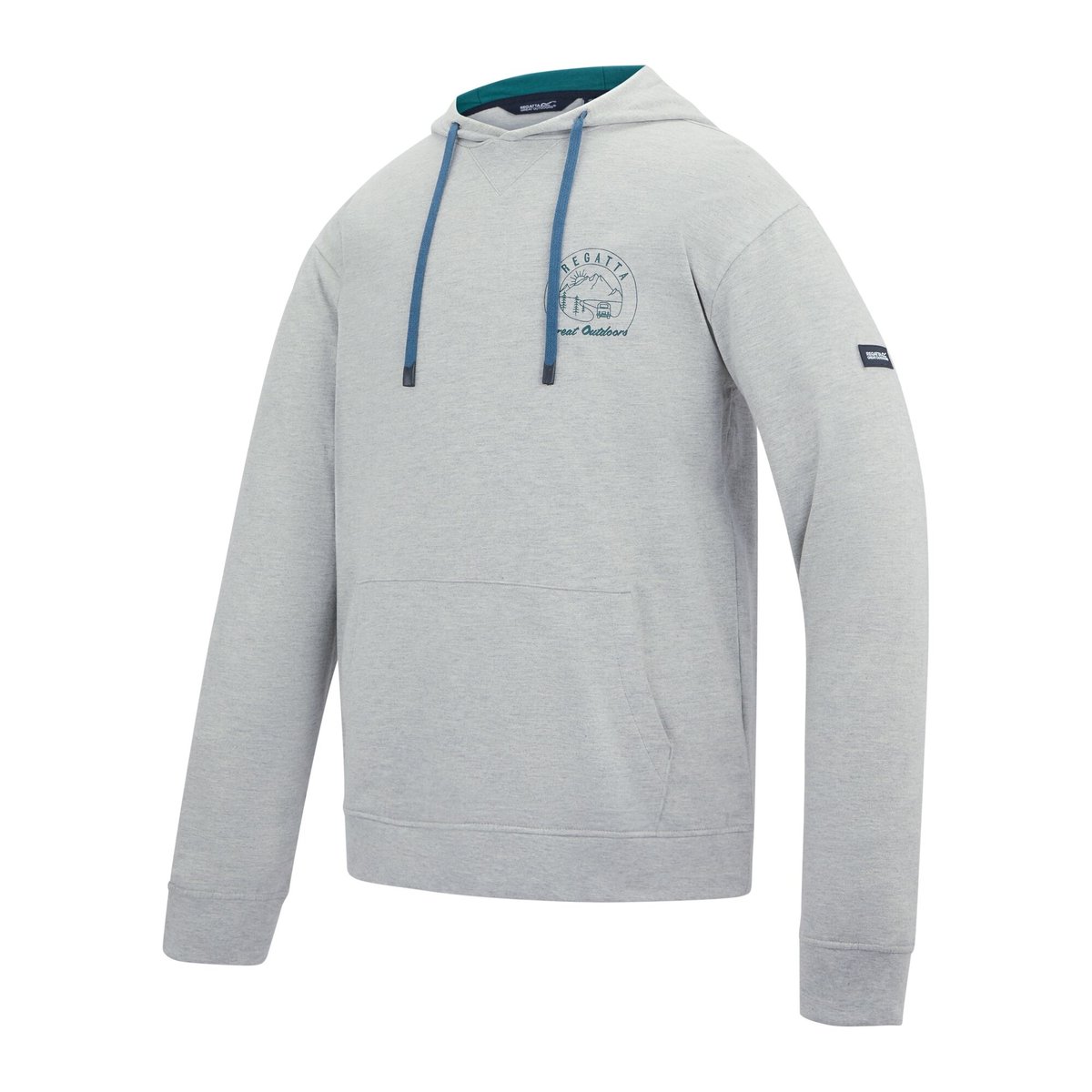 Sweat à capuche motif/style imprimé au dos CLINE gris chiné / vert méditerranéen, REGATTA