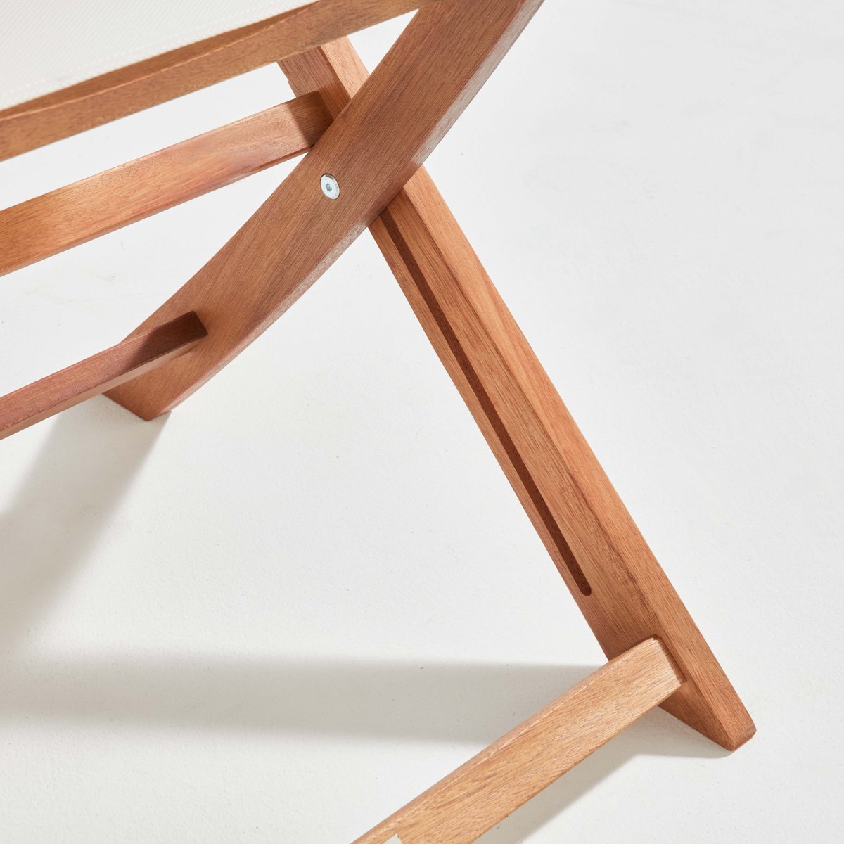 Lot de 2 chaises pliantes textilène et bois, SETE blanc, OVIALA