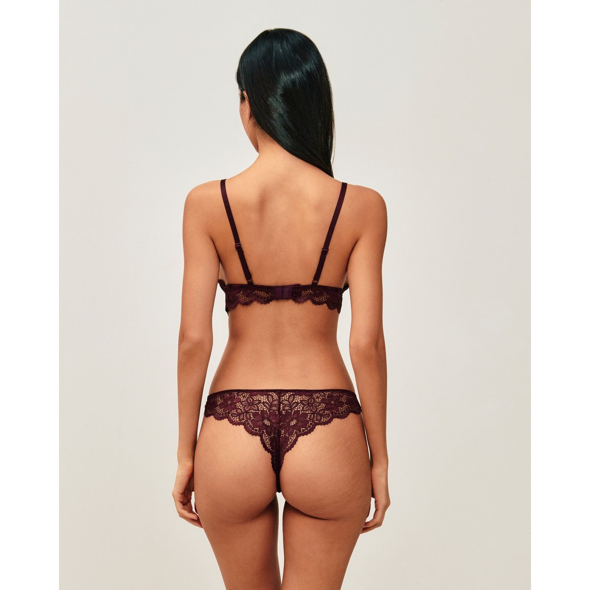 Tanga en dentelle florale FAVORIZ marron, UNDIZ