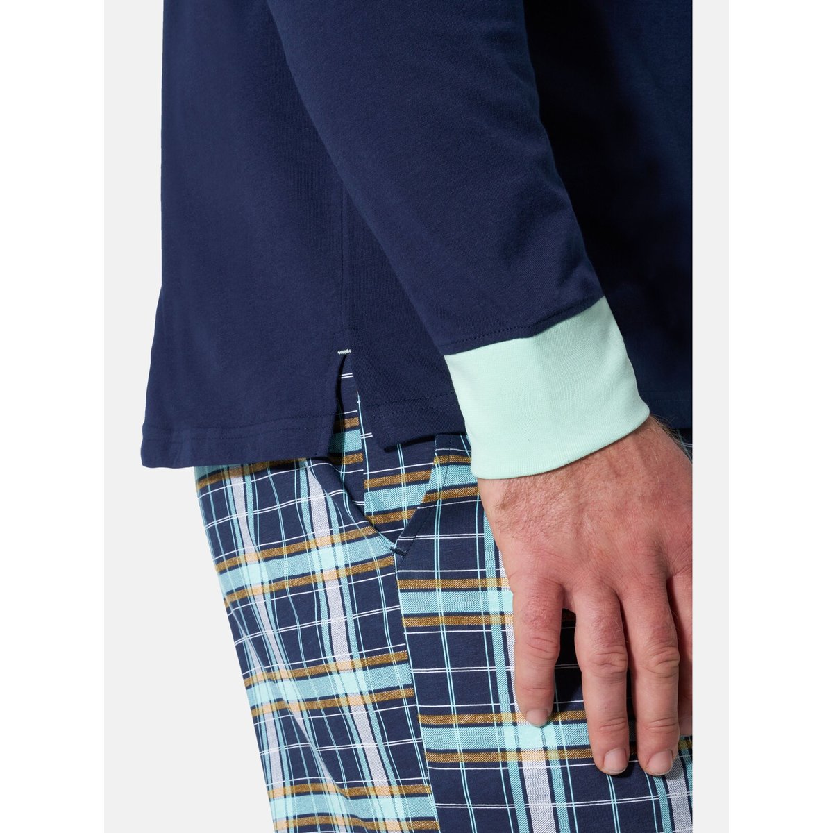 Pyjama ALFRIM bleu foncé à carreaux, JAN VANDERSTORM