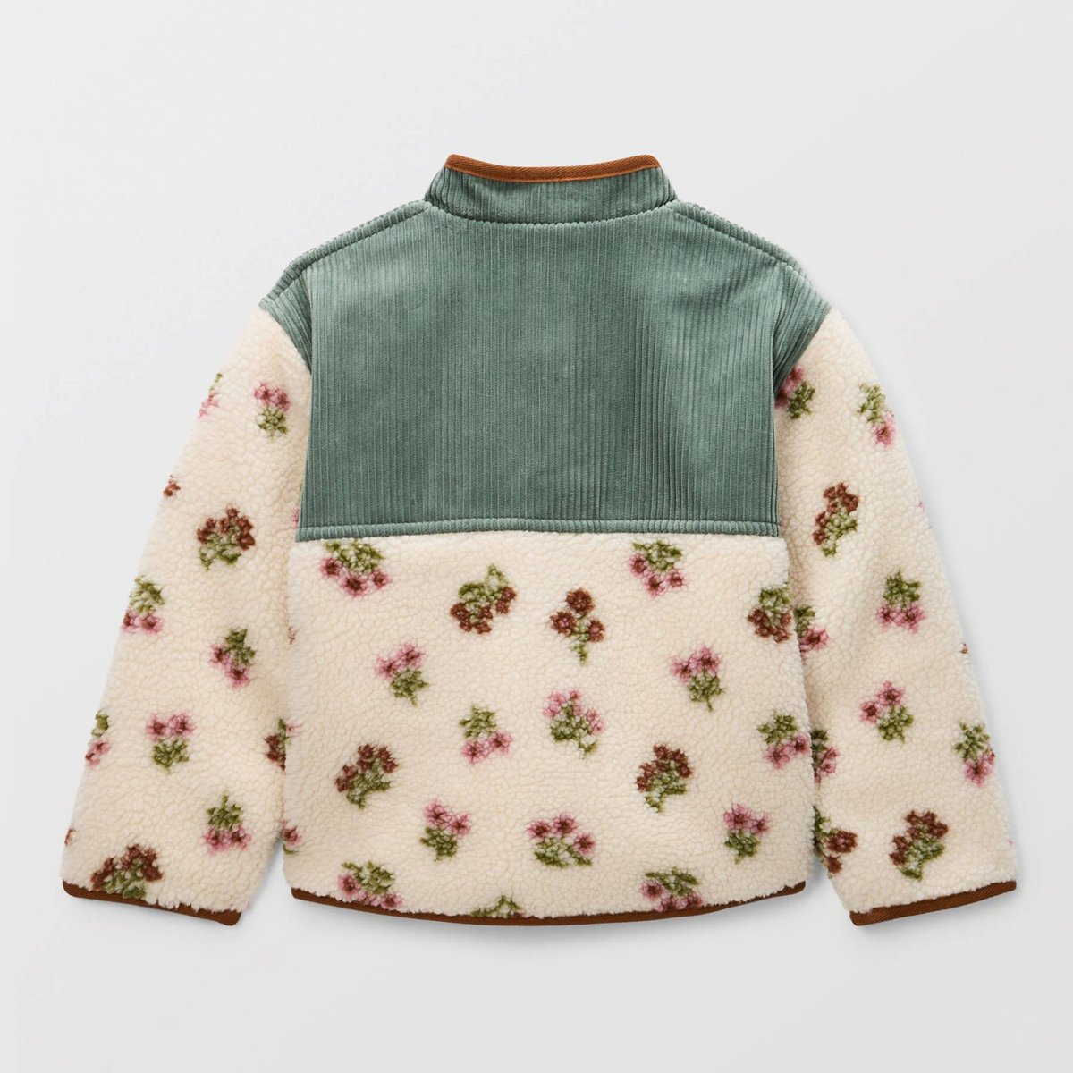 Veste en sherpa et velours motifs fleuri meleze, MONOPRIX