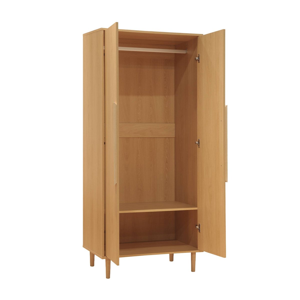 Armoire dressing décor bois 2 portes, étagères et penderie JULIANA noyer, SWEEEK