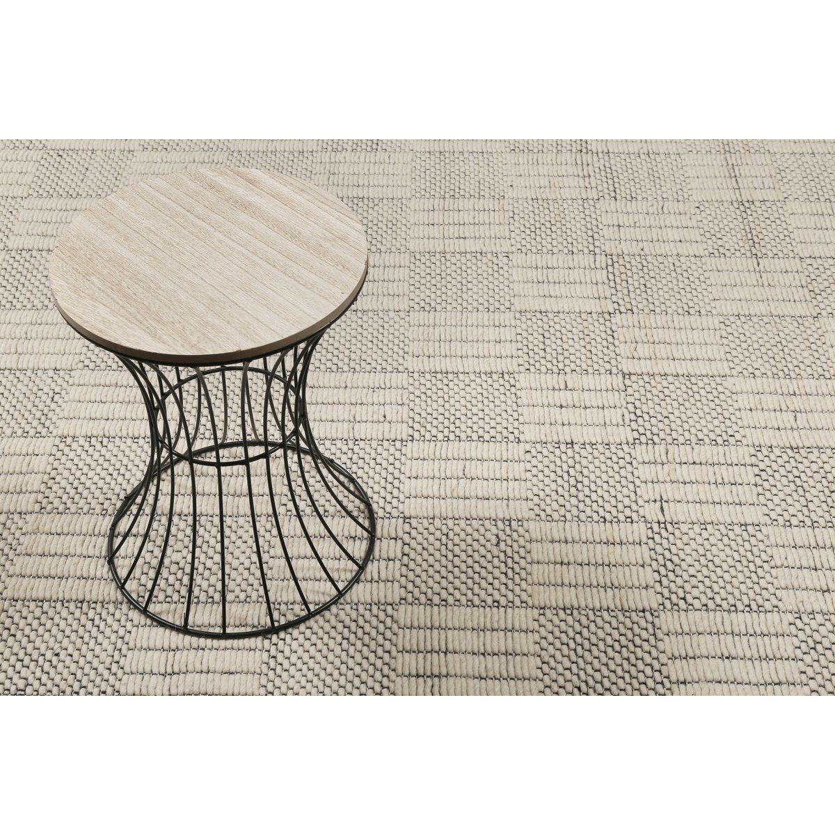 Tapis relief tissé main laine , LANI crème, noir, WECON HOME