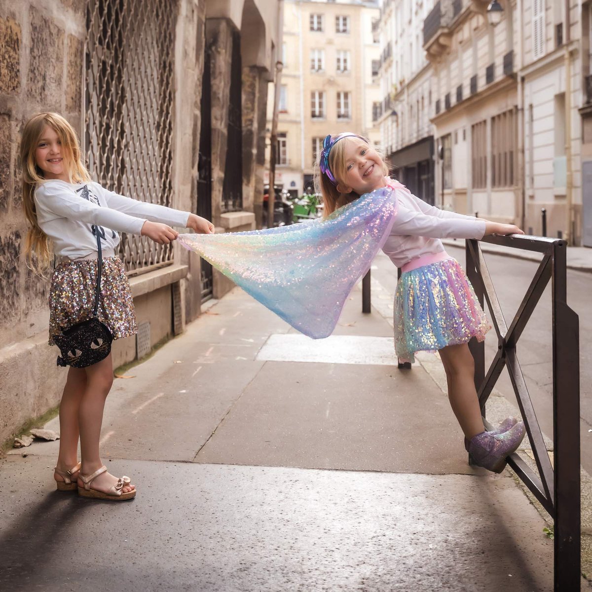 Déguisement enfant cape à sequins pastel multicolore, GREAT PRETENDERS