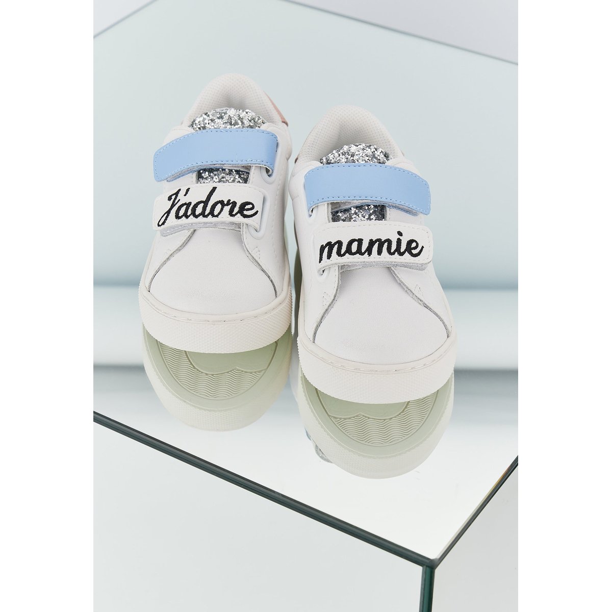 Baskets Enfant En Cuir Mini Edith J'adore Mamie blanc, BONS BAISERS