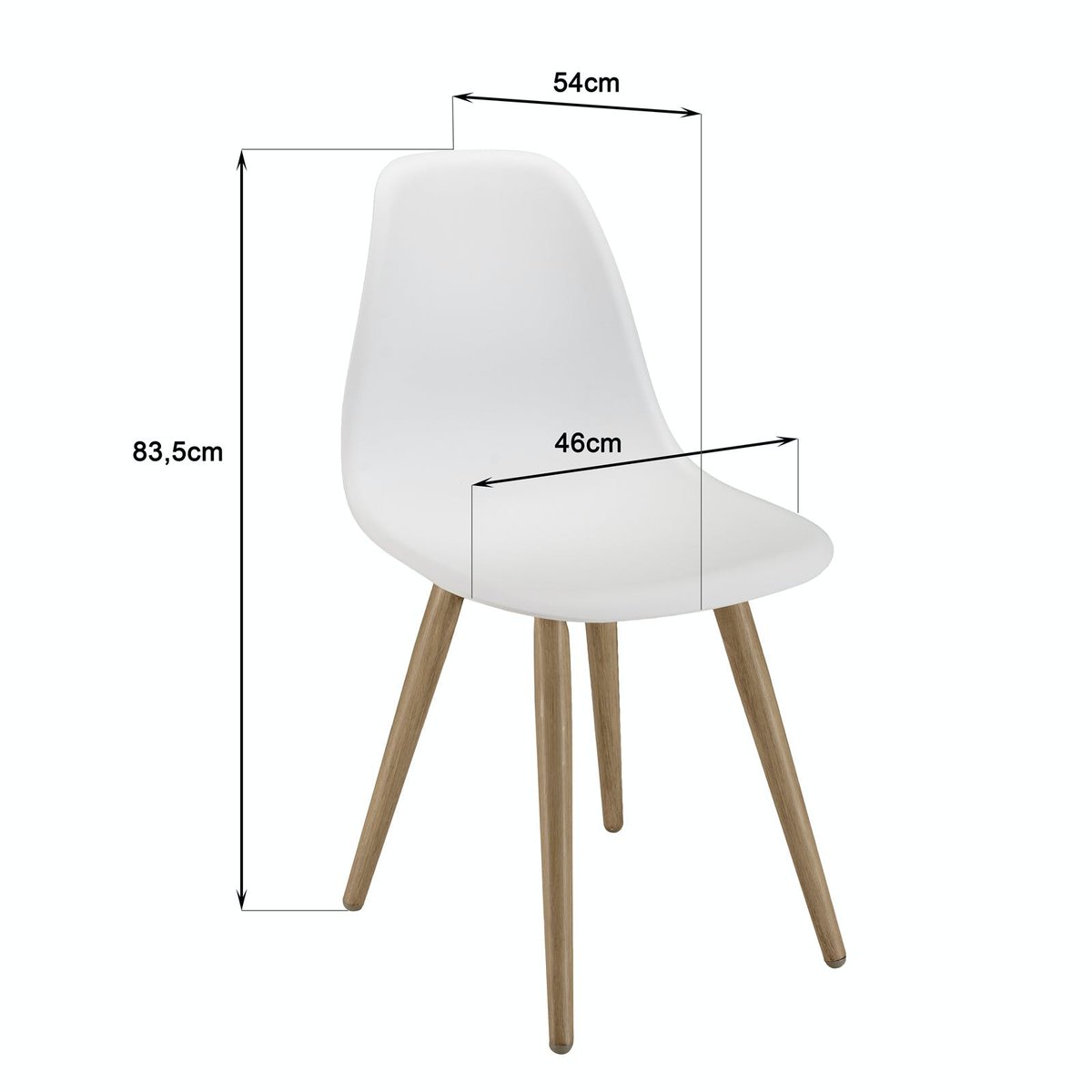 Chaise de jardin style scandinave assise blanche pieds couleur naturelle (lot de 2) GIJON blanc, PIER IMPORT