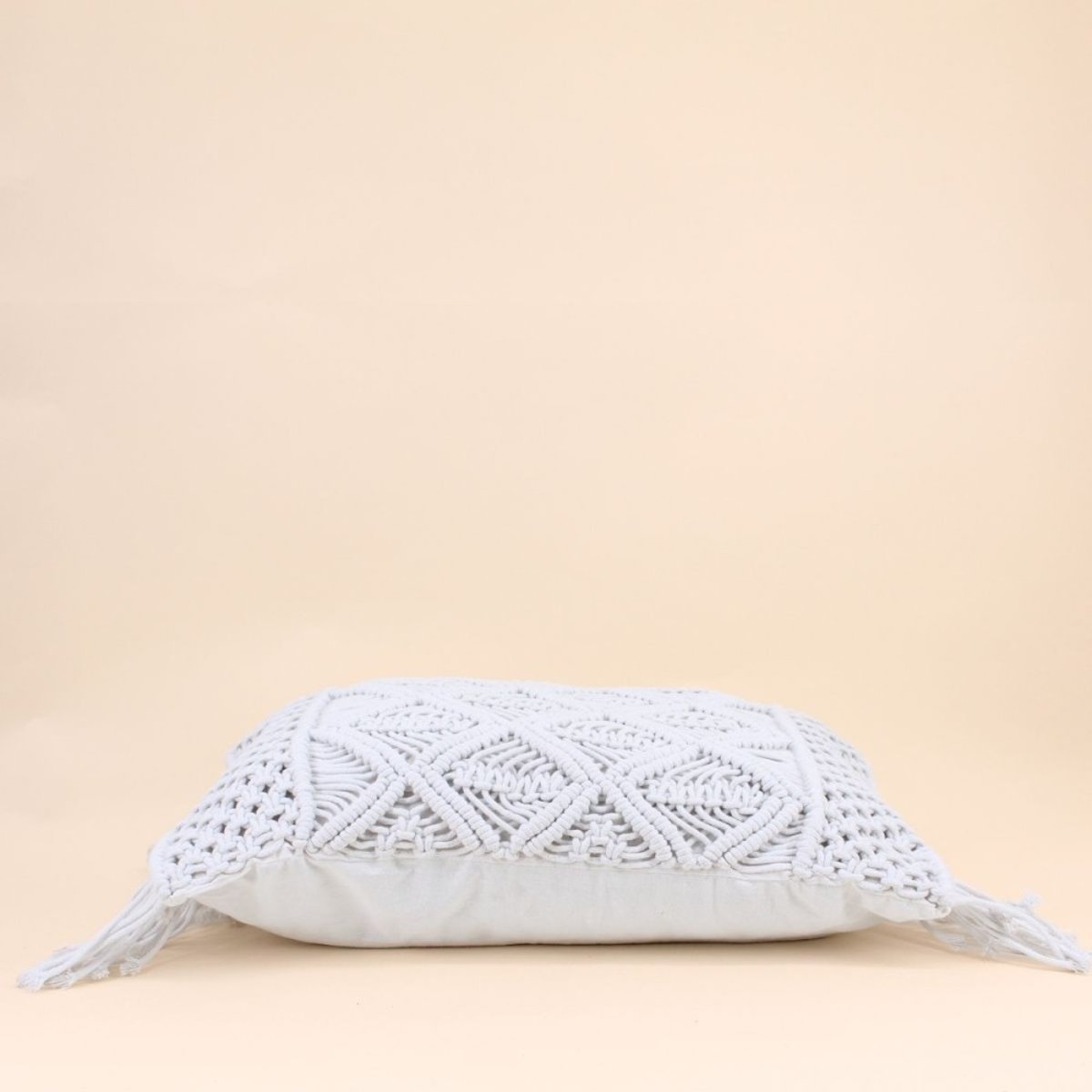 Coussin macramé en coton 40x60cm blanc, ORNAMI