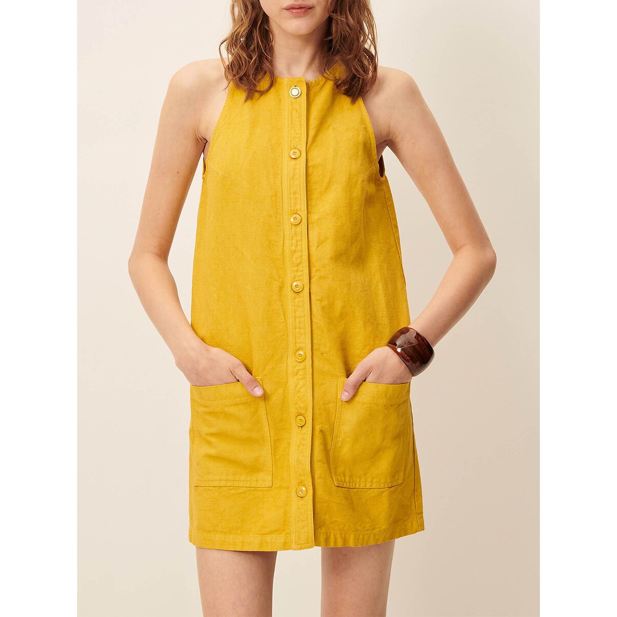 Robe chasuble courte sans manches, ONDINE jaune citron, SESSUN