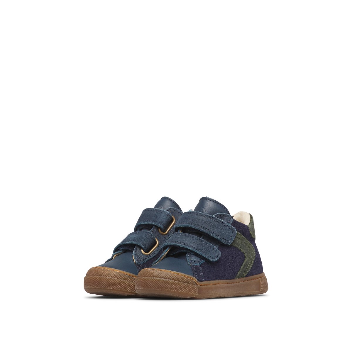 Sneakers en cuir et velours avec double scratch HEIST VL marine-vert, NATURINO