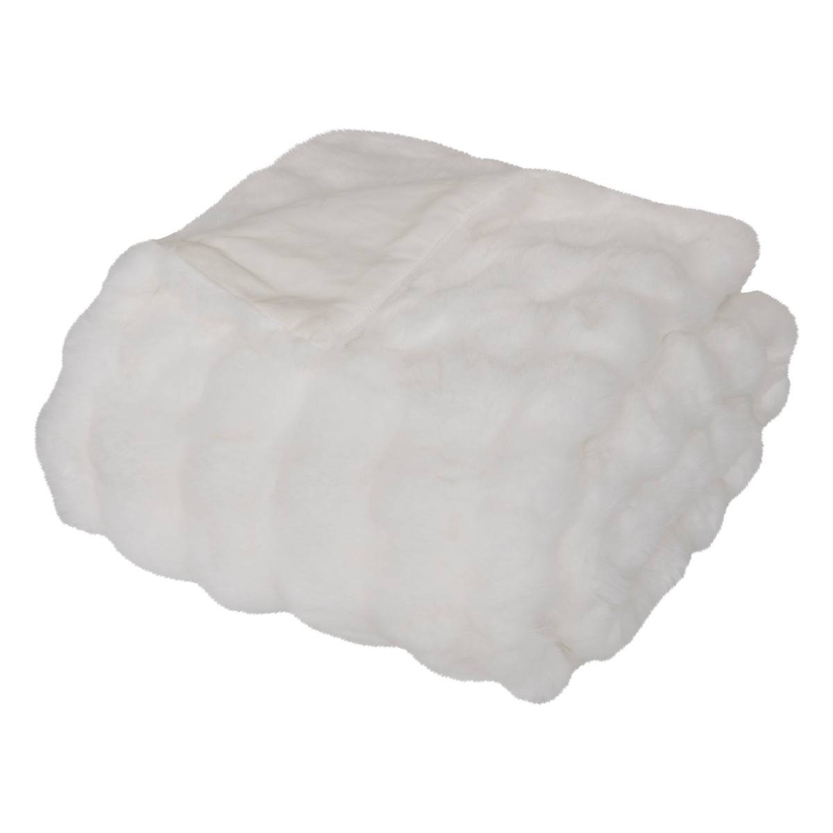 Plaid imitation fourrure ZEPHY blanc, ATMOSPHERA