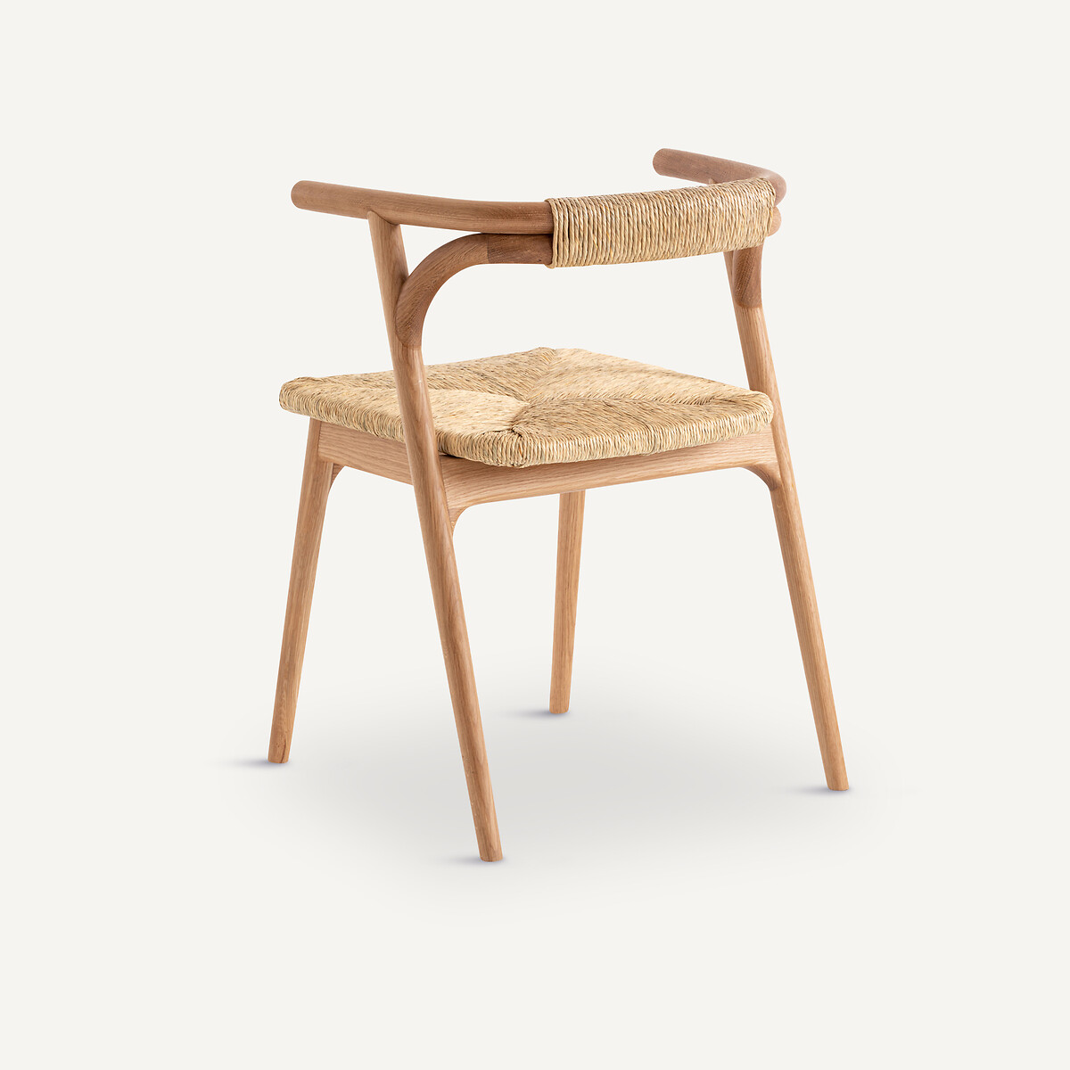 Fauteuil de table en chêne et paille, Fermyo chêne naturel, AM.PM