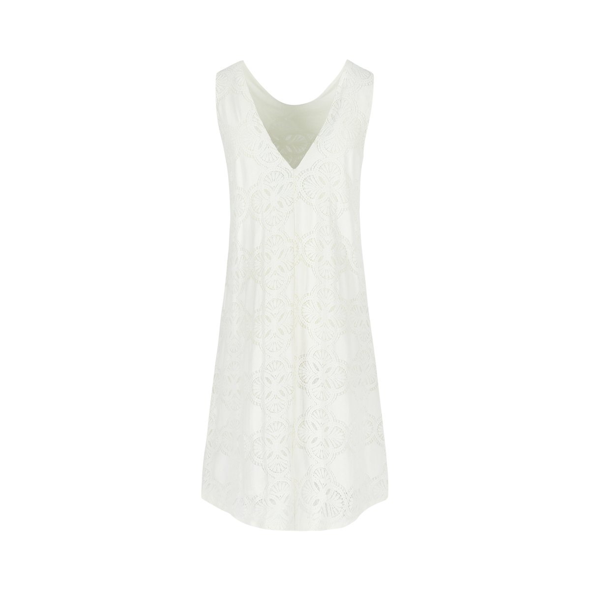 Robe brodée évasée blanc casse, LOLALIZA