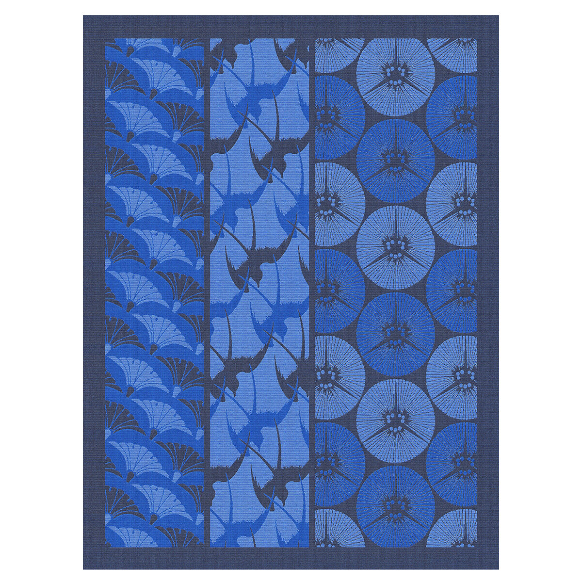 Torchon Yukata Indigo 57x74 100% coton bleu indigo, LE JACQUARD FRANCAIS