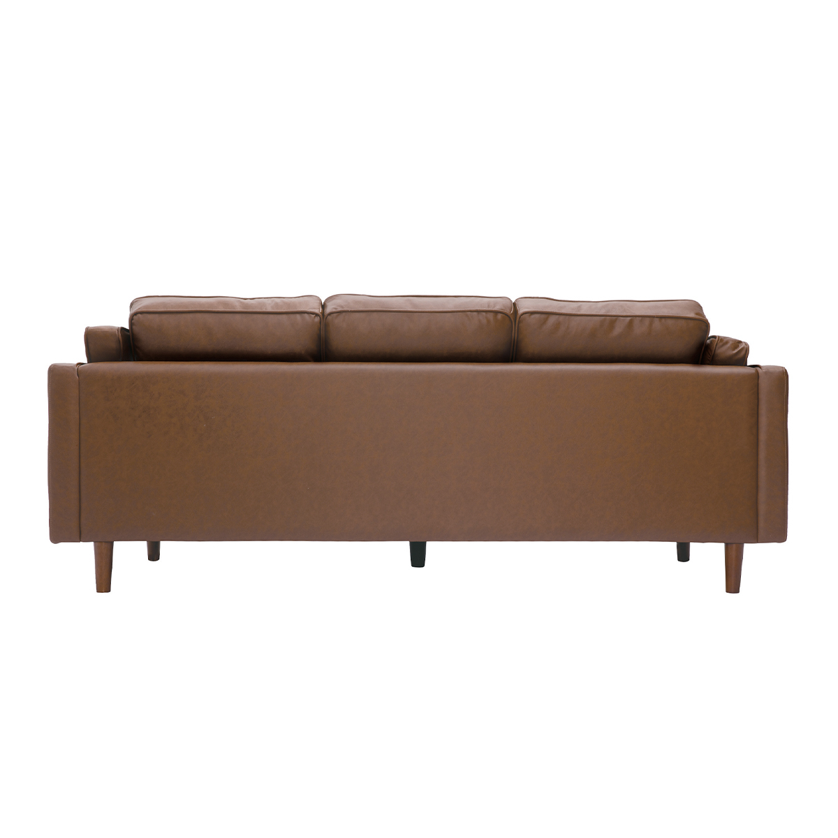 Canapé vintage 3 places cuir marron et bois foncé BRADLEY marron, MILIBOO
