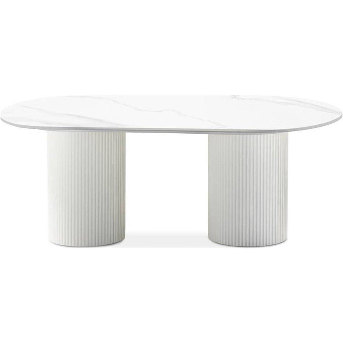 Table basse ovale MARBELLA effet marbre blanc cassé effet marbre, RECOLLECTION