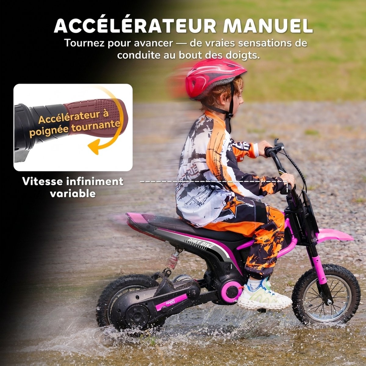 Moto électrique à conducteur assis PP Rose rose, HOMCOM