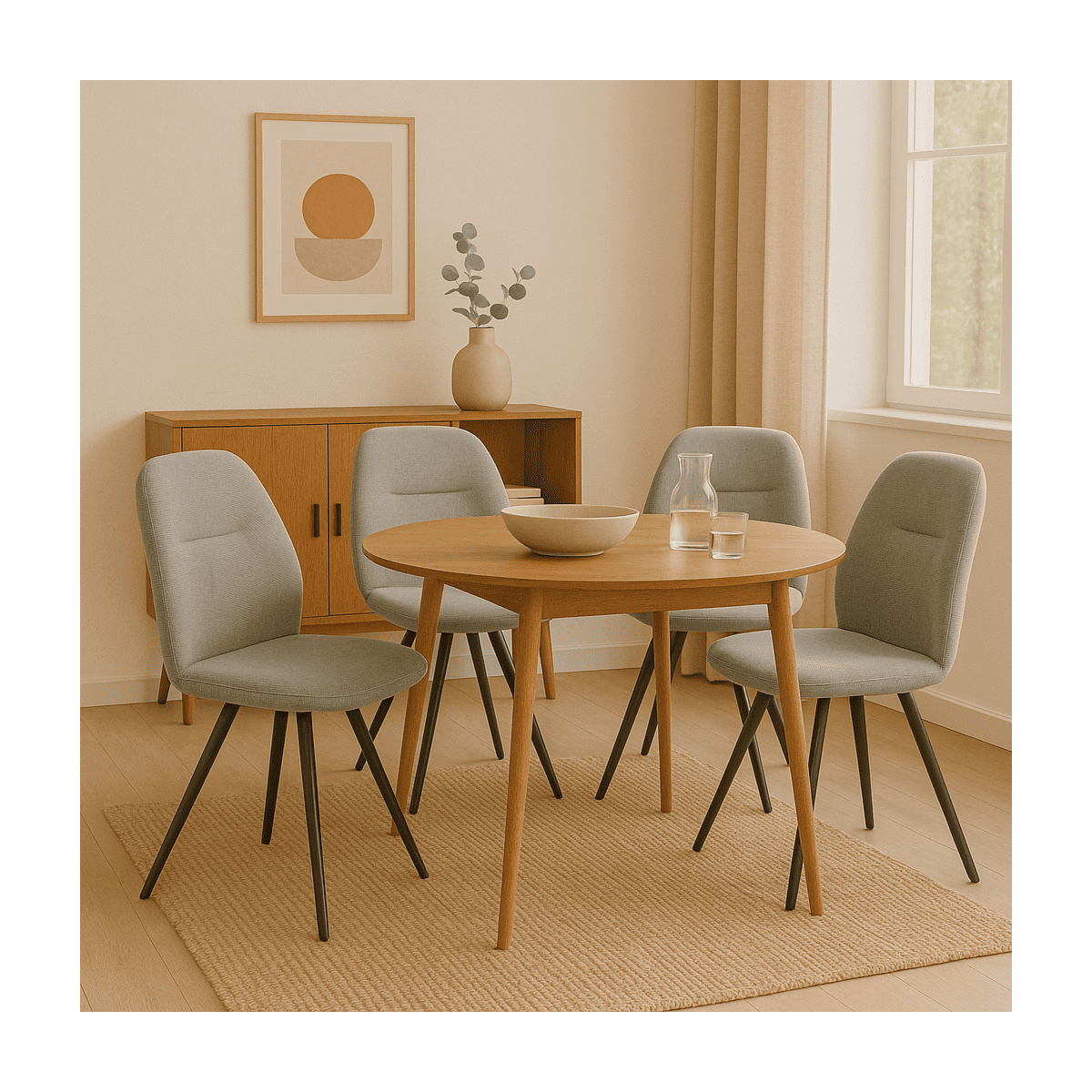 Lot de 2 chaises pivotantes en tissu avec pieds en métal noir L47 cm - TAMARA gris clair, CALICOSY