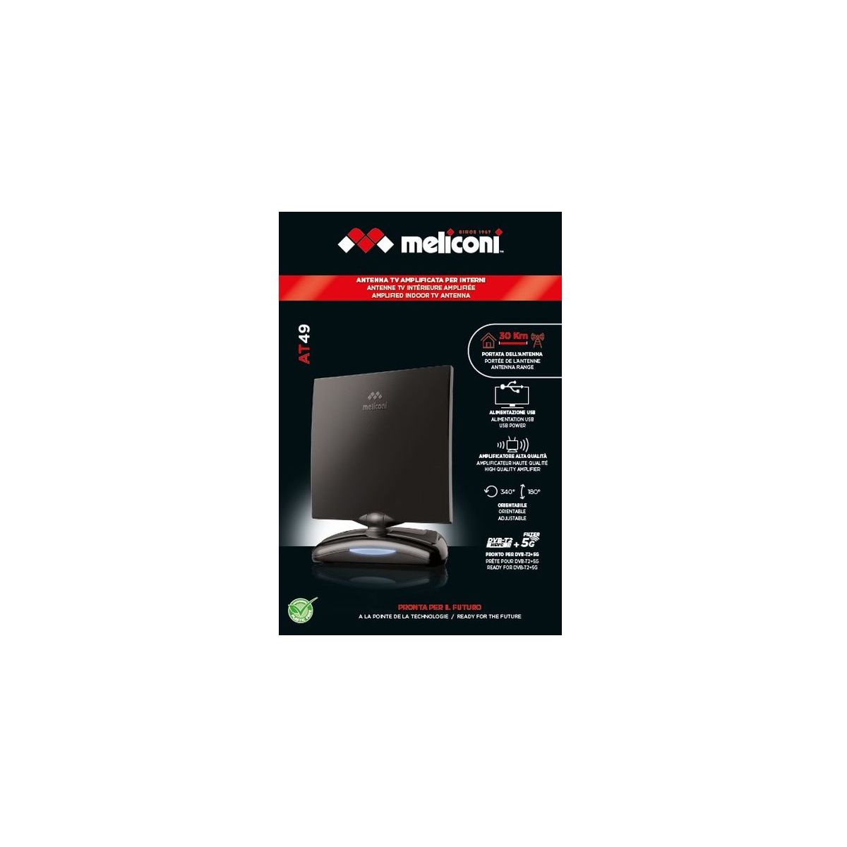 Antenne intérieure amplifiee AT-49 R1 USB couleur unique, MELICONI