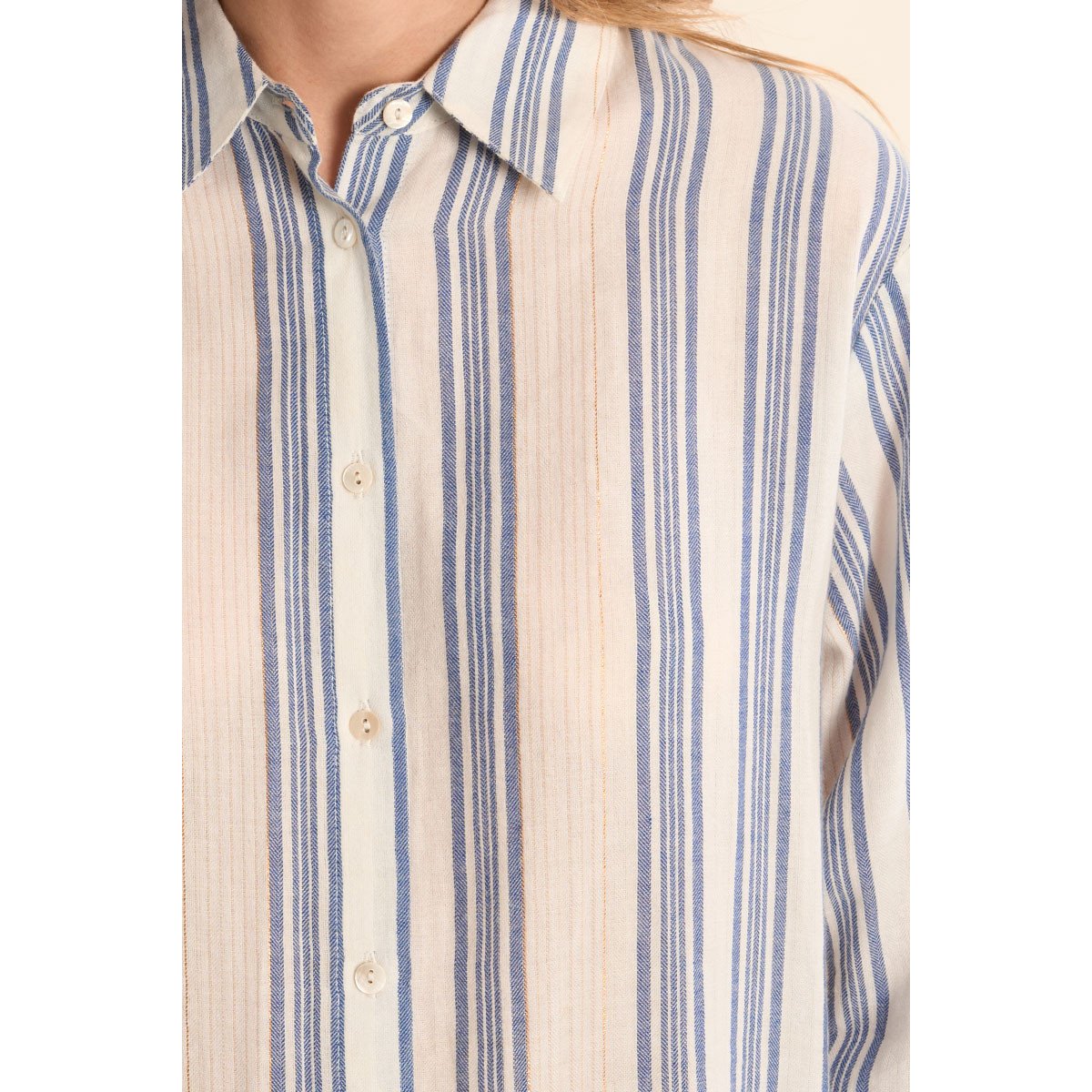 Chemise en coton, rayée bleu, MOLLY BRACKEN
